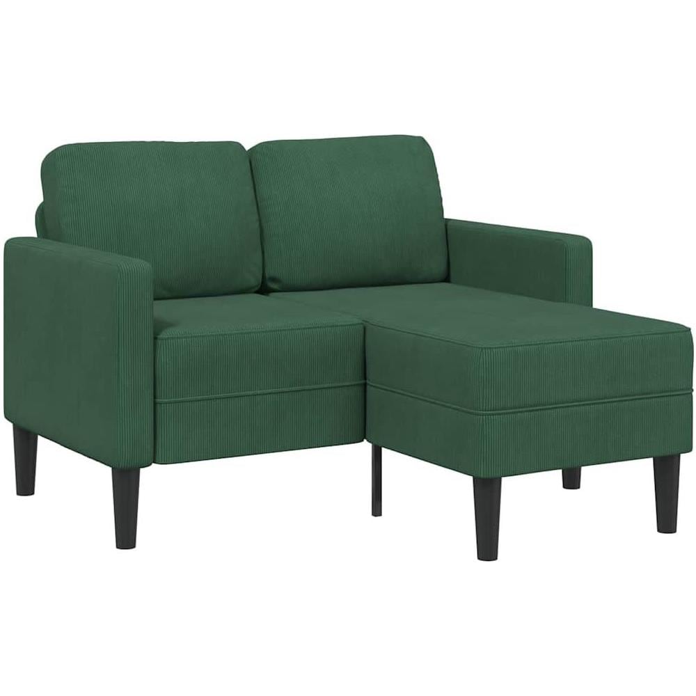 Divano 2 Posti con Chaise longue a L Verde Giungla 125 cm Lino - Foto 1
