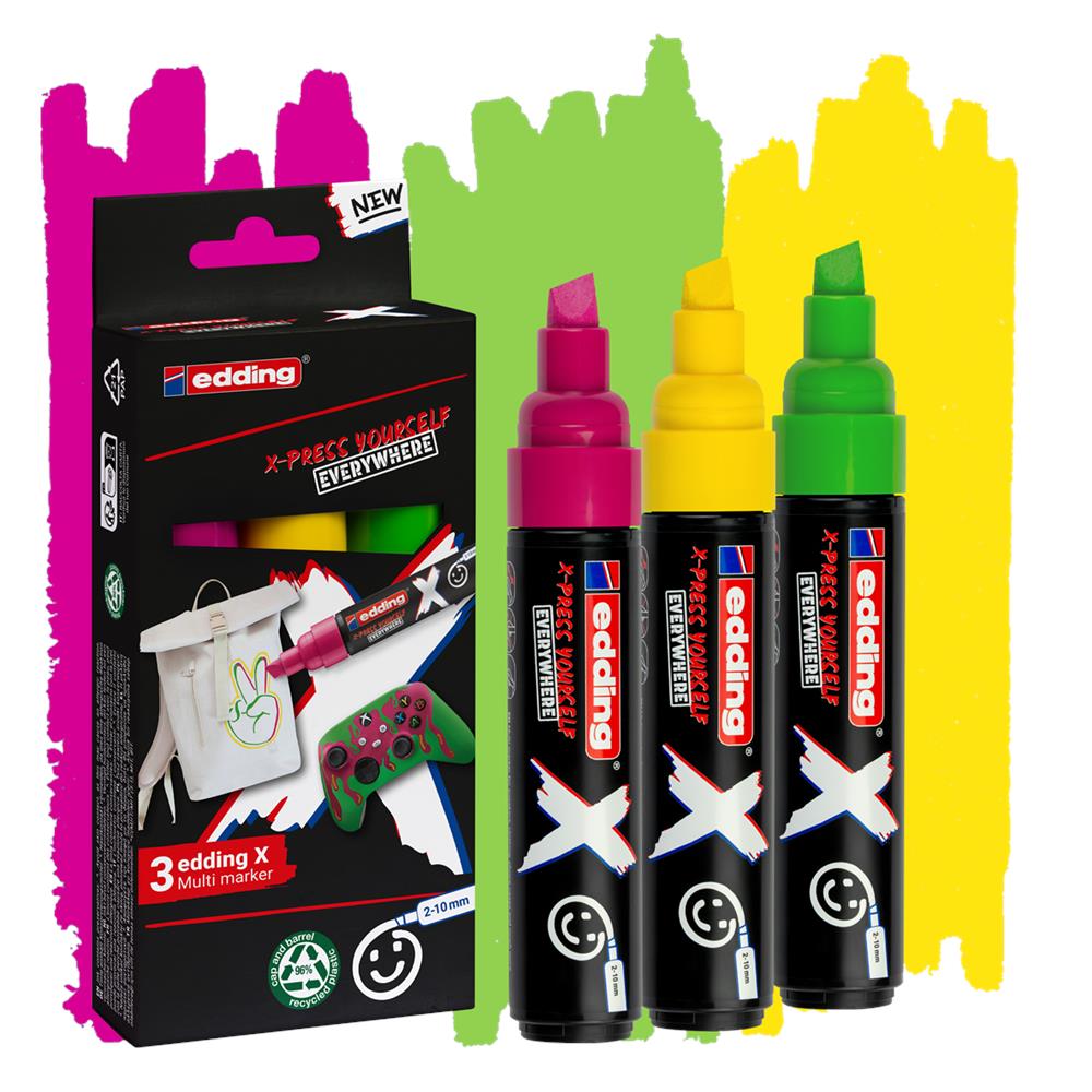 6900 X Multimarker marcatore permanente Punta smussata Verde, Rosa, Giallo 3 pz - Foto 1