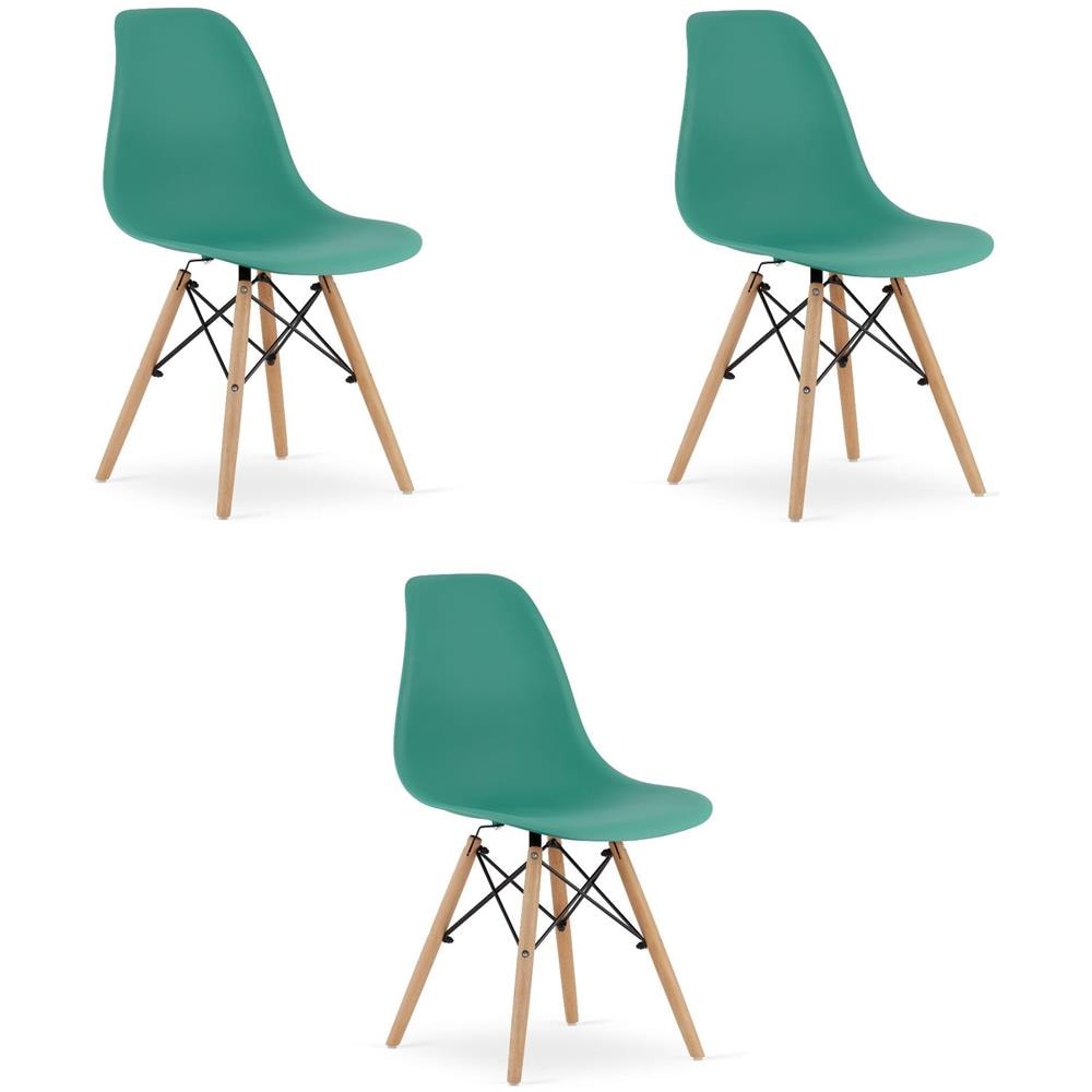 Sedia ergonomica OSAKA con gambe verdi naturali per soggiorno x3 - Foto 1