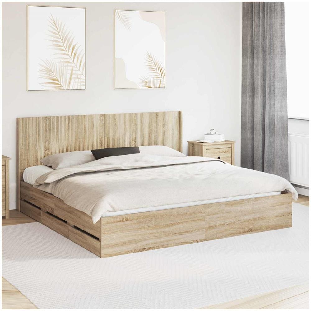 Struttura del letto con stoccaggio e testata Rovere Sonoma - Foto 1