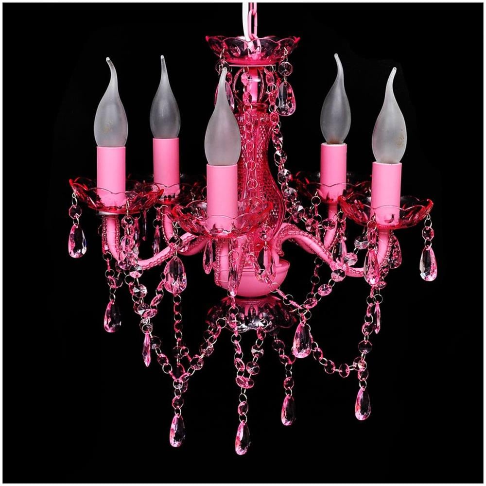 Lampadario in Cristallo 5 Lampadine Rosa - Foto 2