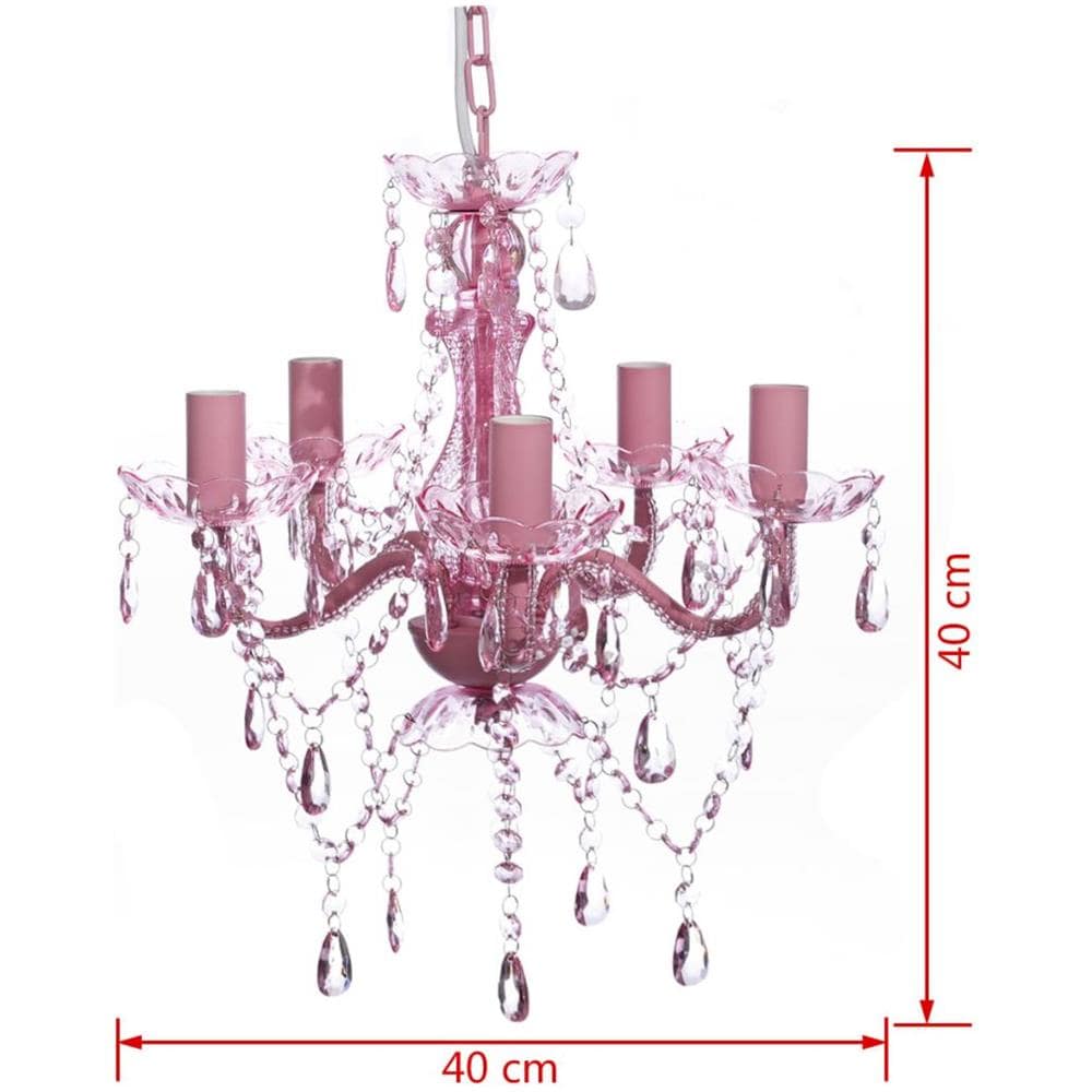 Lampadario in Cristallo 5 Lampadine Rosa - Foto 15