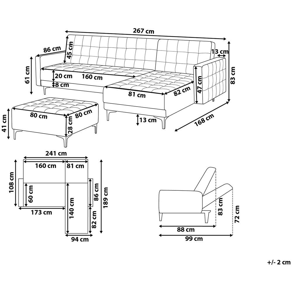 Divano Angolare Con Ottomana Aberdeen Grigio Scuro Tessuto Sinistra - Foto 2