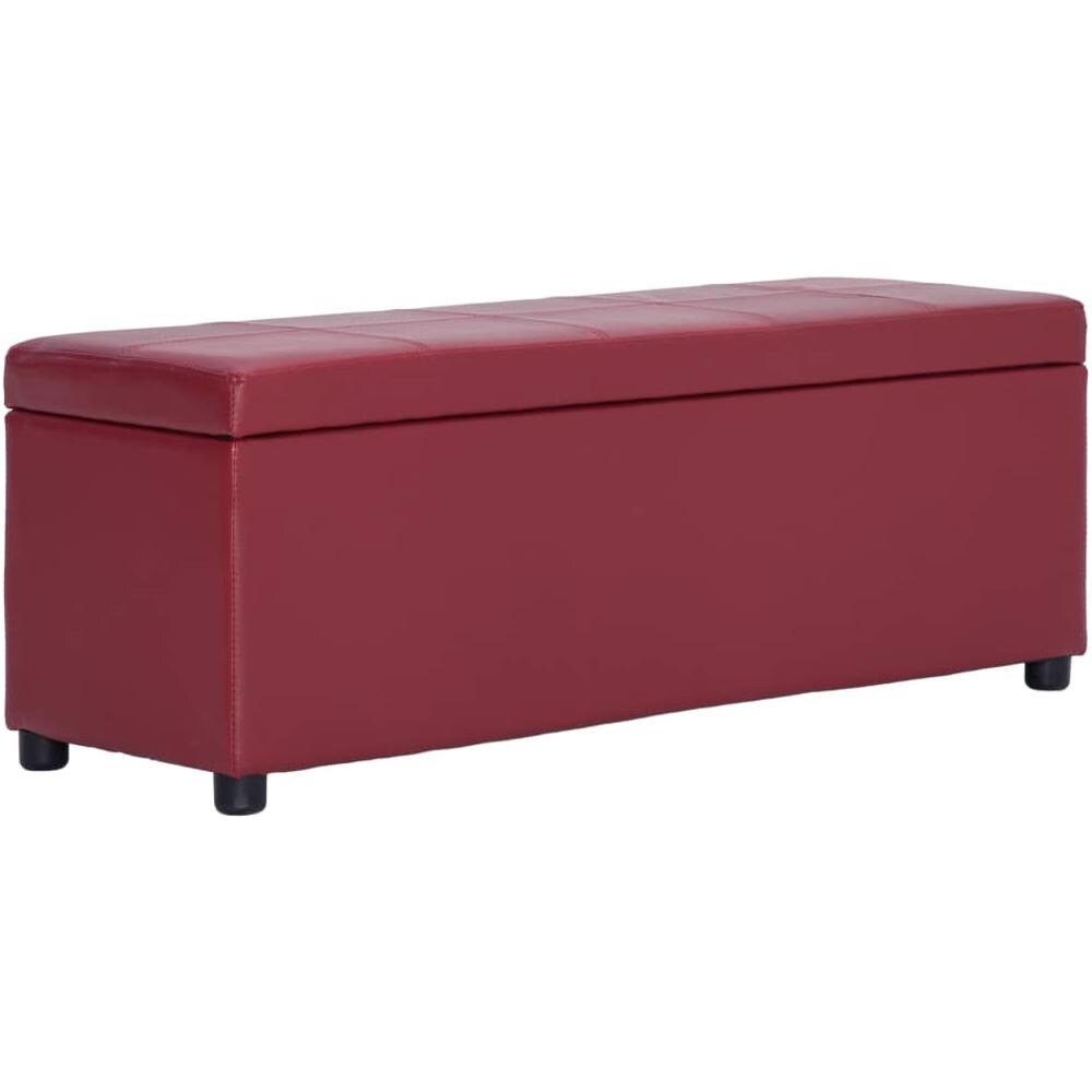 Panca Con Vano Portaoggetti 116 Cm Rosso Vino In Similpelle - Foto 1