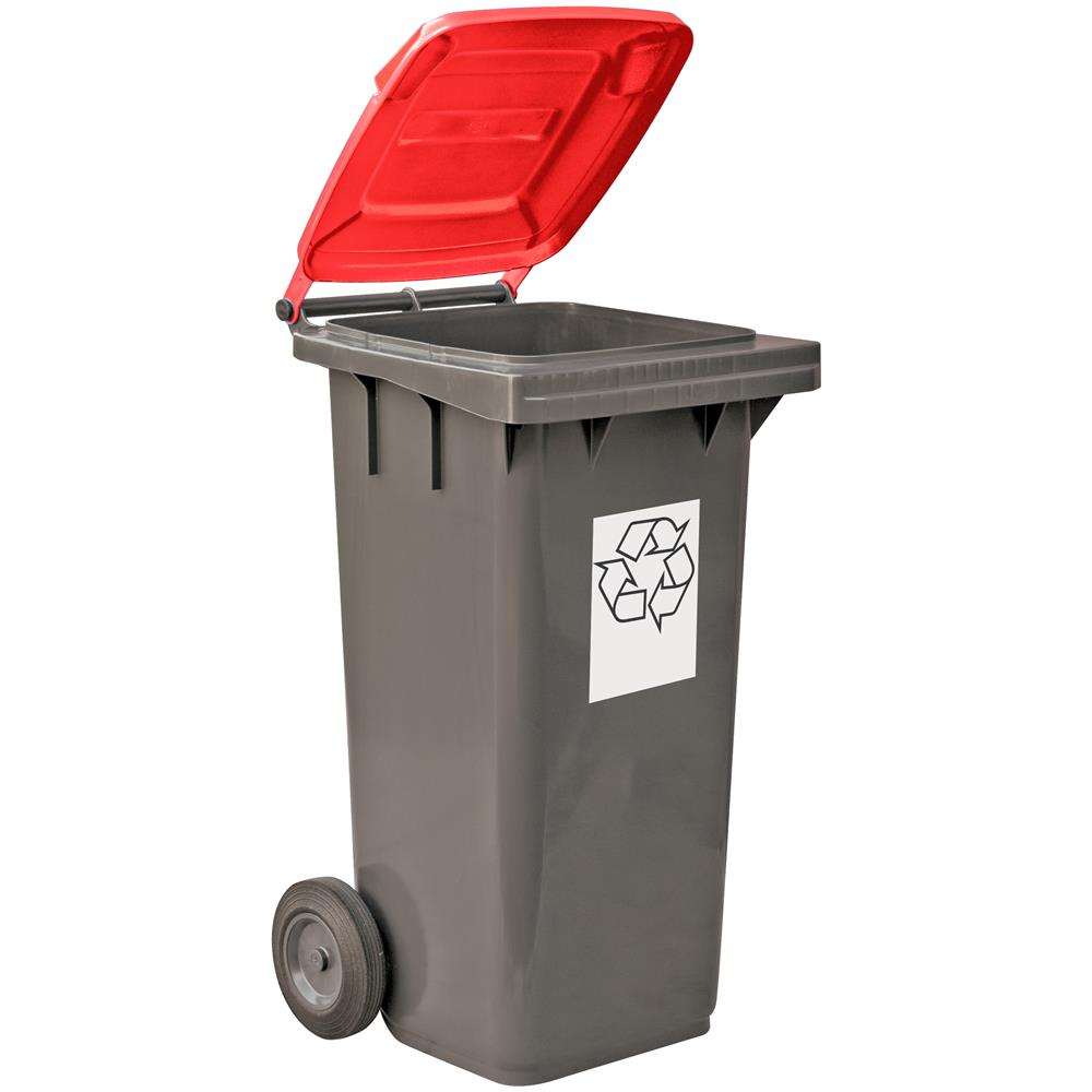 Bidone Carrellato Per Raccolta Differenziata 120 Litri Bicolore - Fondo Grigio E Coperchio Rosso - Foto 1