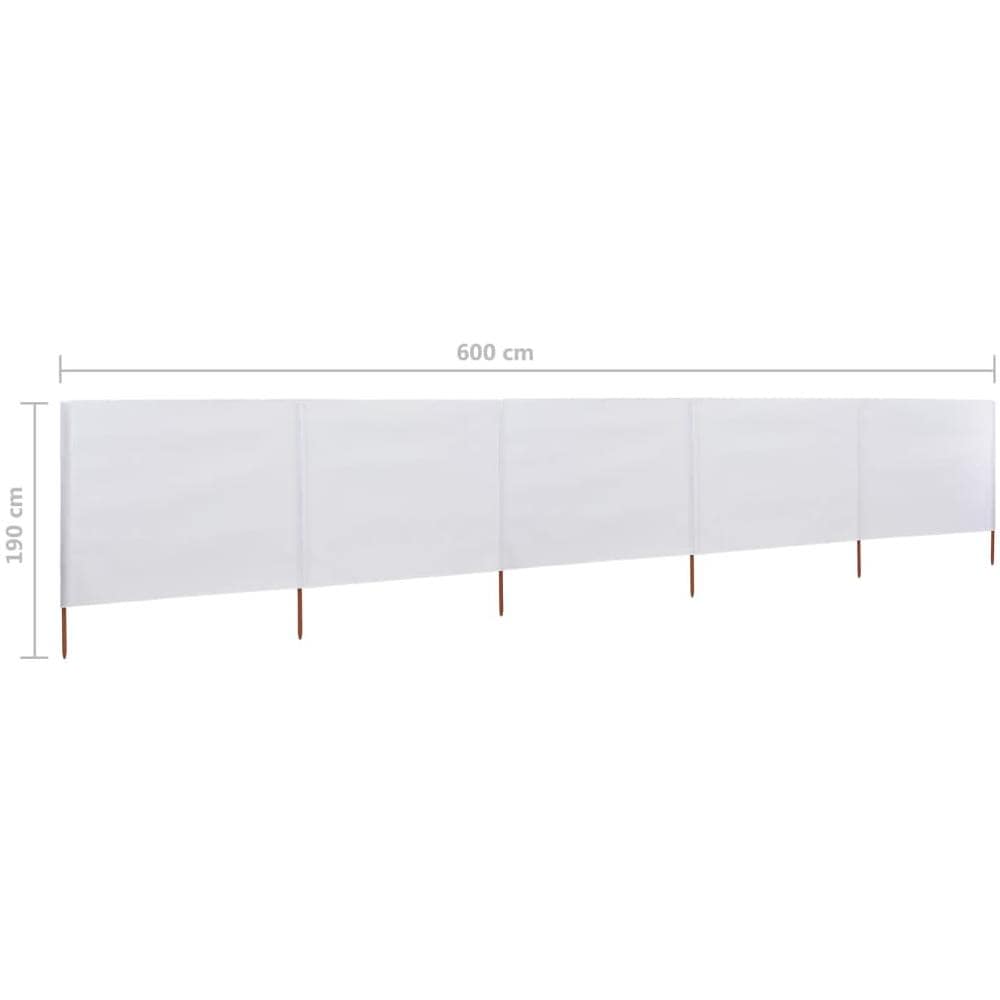 Paravento A 5 Pannelli In Tessuto 600x160 Cm Bianco Sabbia - Foto 6