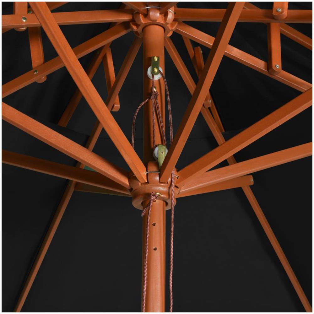 Ombrellone a Due Livelli con Palo in Legno 270 cm Nero - Foto 2