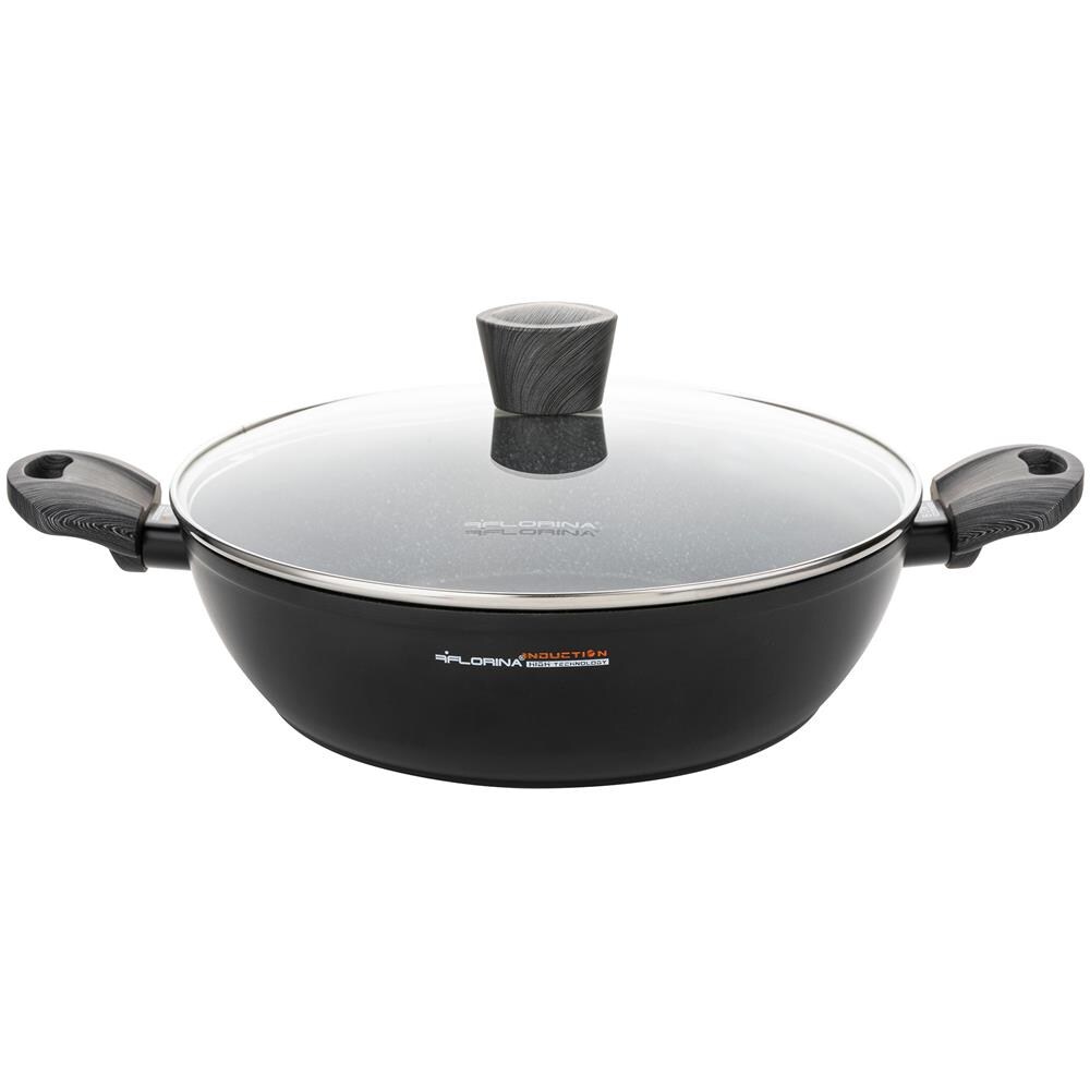 Bono Casseruola Bassa Induzione, 20cm, 1,6 Litri, Coperchio In Vetro, Antiaderente Nero - Foto 1