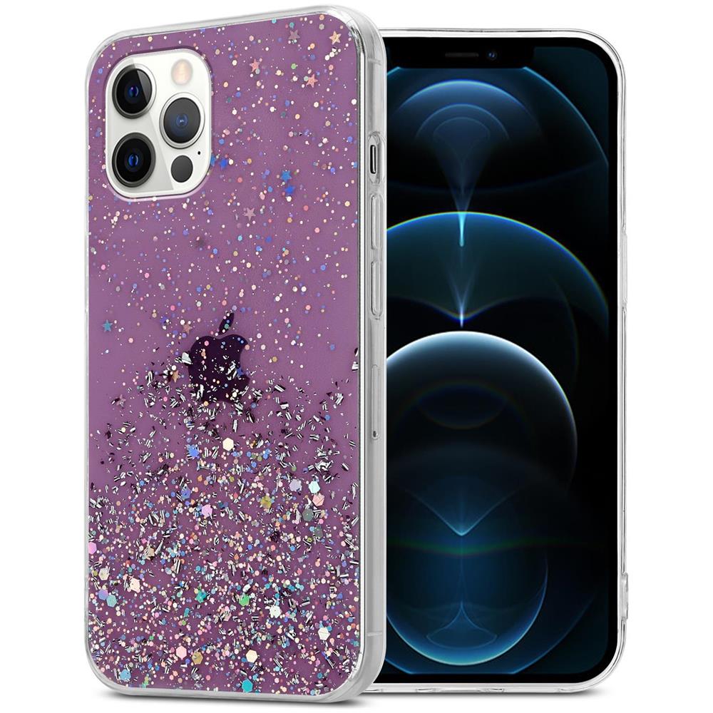 Custodia Compatibile Con Apple Iphone 12 Pro Max In Viola Con Glitter - Coperchio Protettivo In Silicone Tpu Flessibile Con Glitter Scintillanti - Foto 1