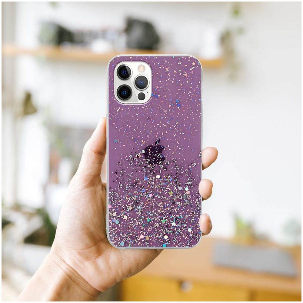 Custodia Compatibile Con Apple Iphone 12 Pro Max In Viola Con Glitter - Coperchio Protettivo In Silicone Tpu Flessibile Con Glitter Scintillanti - Foto 8