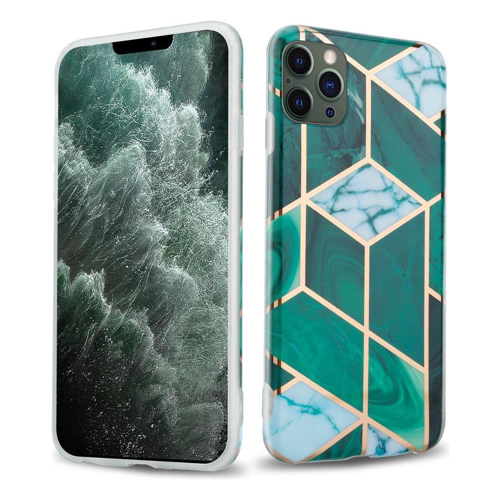 Custodia Compatibile Con Apple Iphone 12 Pro Max (6,7 Zoll) In Marmo Oro Bianco Verde Scuro No. 6 - Coperchio Protettivo In Silicone Tpu Con Motivo A Mosaico - Foto 1