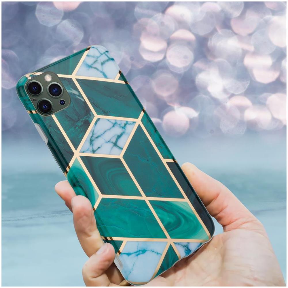 Custodia Compatibile Con Apple Iphone 12 Pro Max (6,7 Zoll) In Marmo Oro Bianco Verde Scuro No. 6 - Coperchio Protettivo In Silicone Tpu Con Motivo A Mosaico - Foto 7