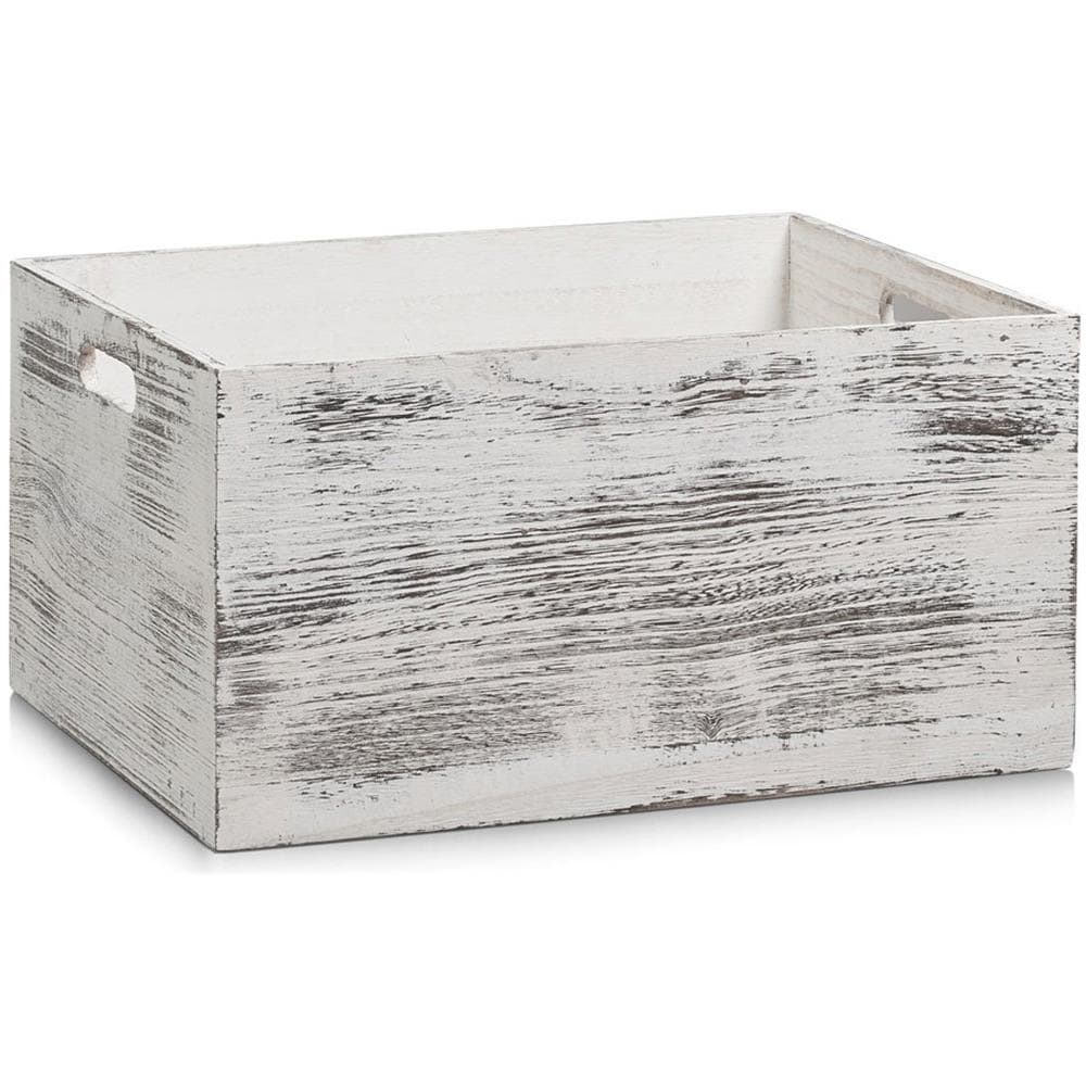 Scatola Portaoggetti Rustico Bianco, Legno - Colore Bianco, 40x30x20 Cm, Zeller - Foto 1