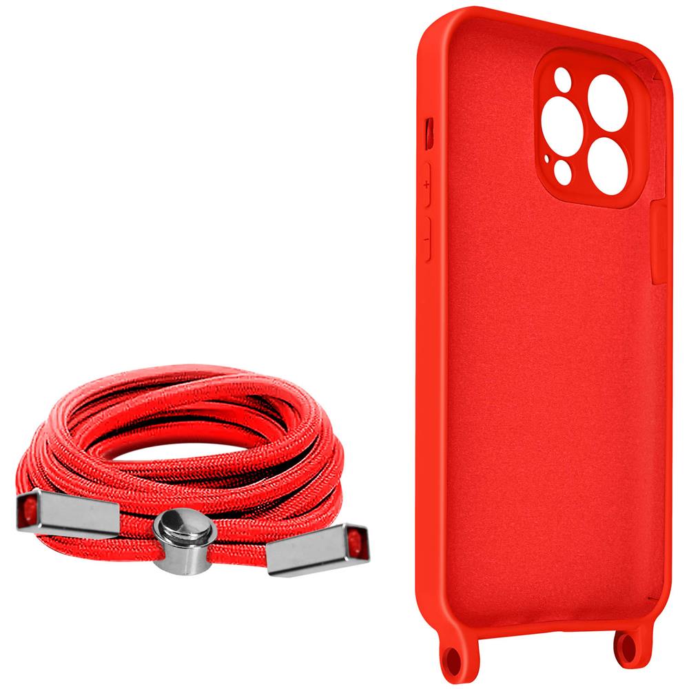 Cover Semirigida Per Iphone 13 Pro Cordino Nylon Intrecciato 80 Cm Rossa - Foto 5