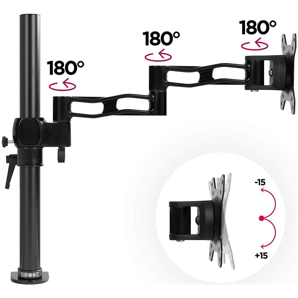 Dm351x3 Supporto Monitor Da Scrivania Con Morsetto - Braccio Monitor Da Tavolo In Alluminio - Altezza Regolabile E Orientabile - Compatibilità Universale Con Schermi Tv Monitor Con Vesa 100*100 - 2 Bracci Estensori - Foto 2