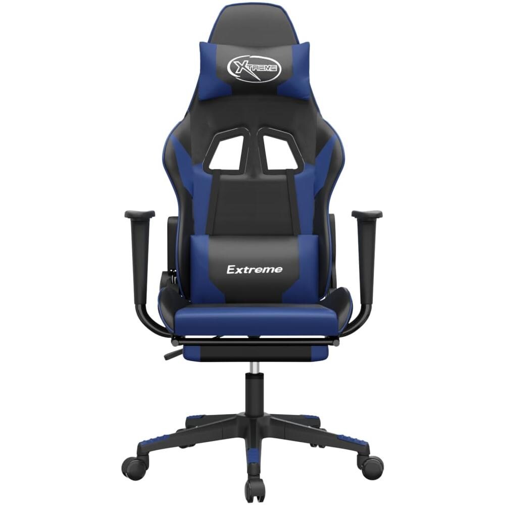 Sedia Da Gaming Con Poggiapiedi Nero E Blu In Similpelle - Foto 10