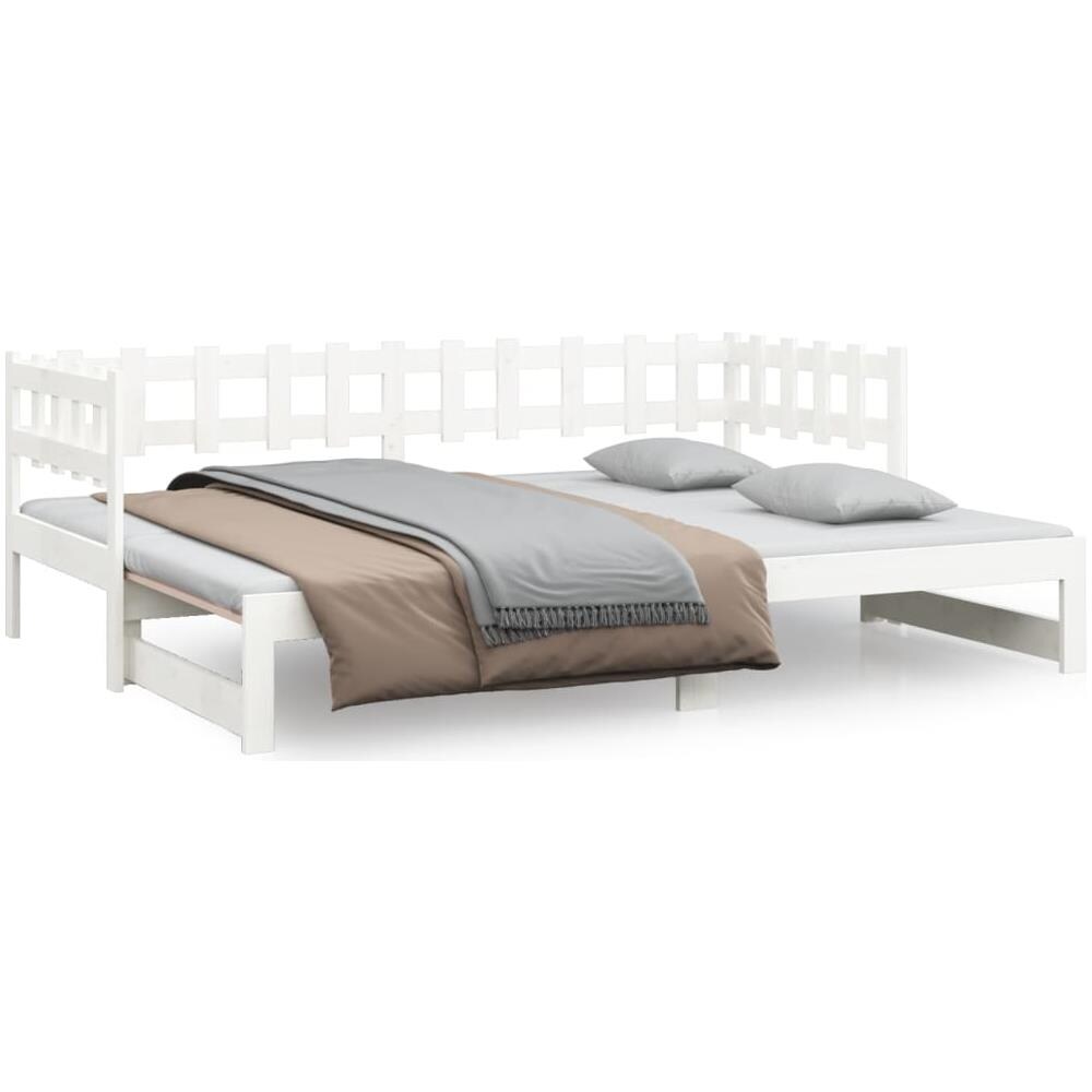 Dormeuse Estraibile Bianca 2x (80x200) Cm Legno Massello Di Pino - Foto 2