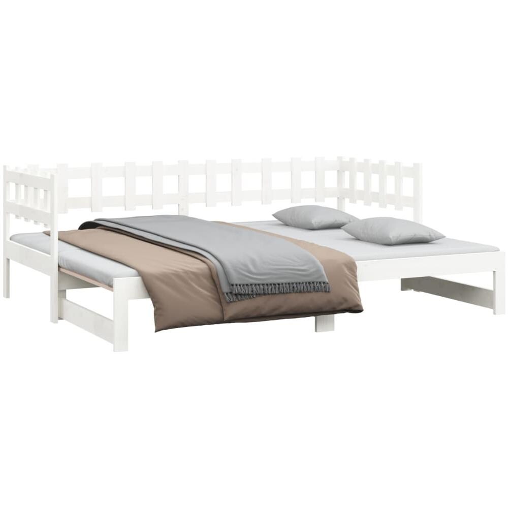 Dormeuse Estraibile Bianca 2x (80x200) Cm Legno Massello Di Pino - Foto 3