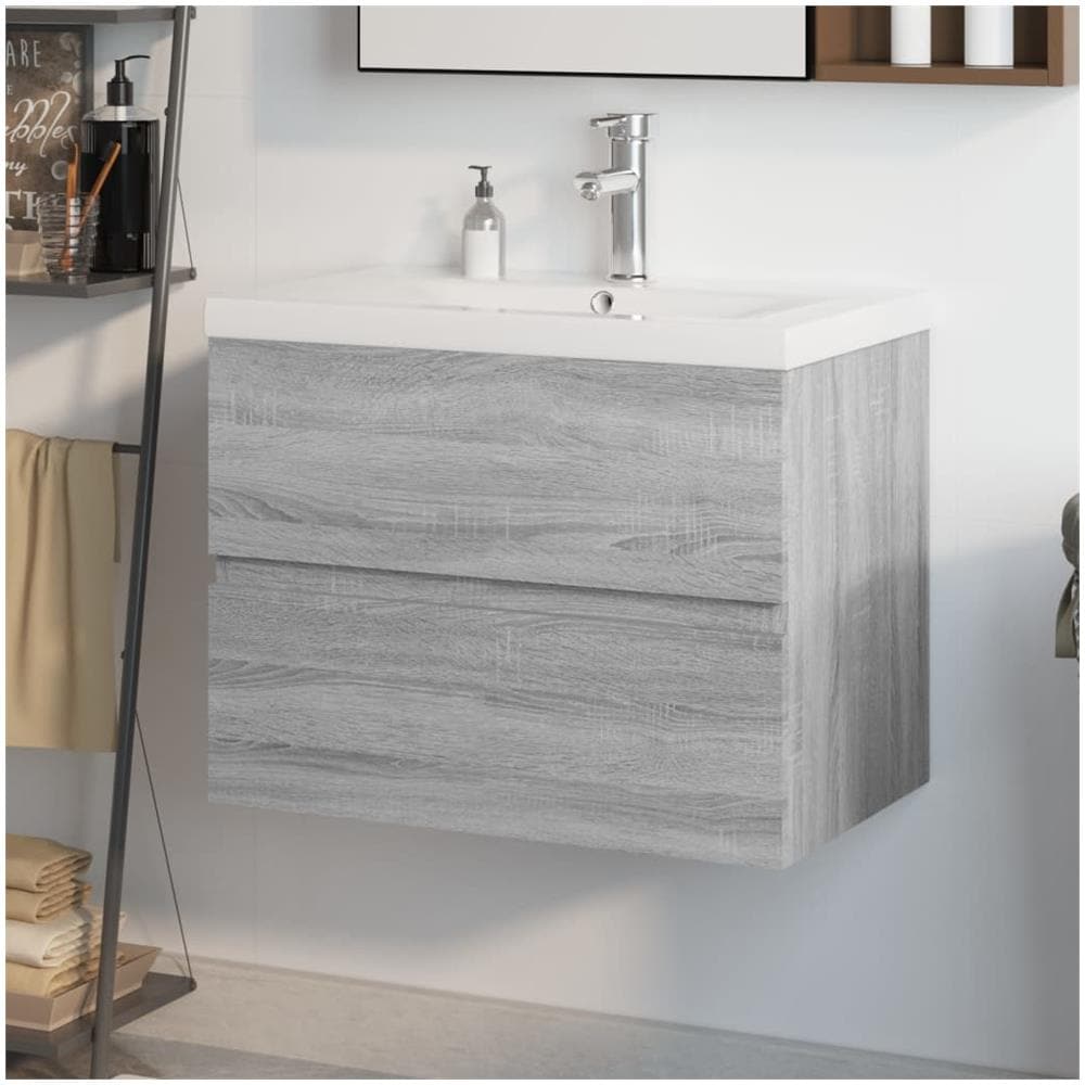 Mobile Bagno E Lavabo Integrato Grigio Sonoma Legno Multistrato - Foto 1