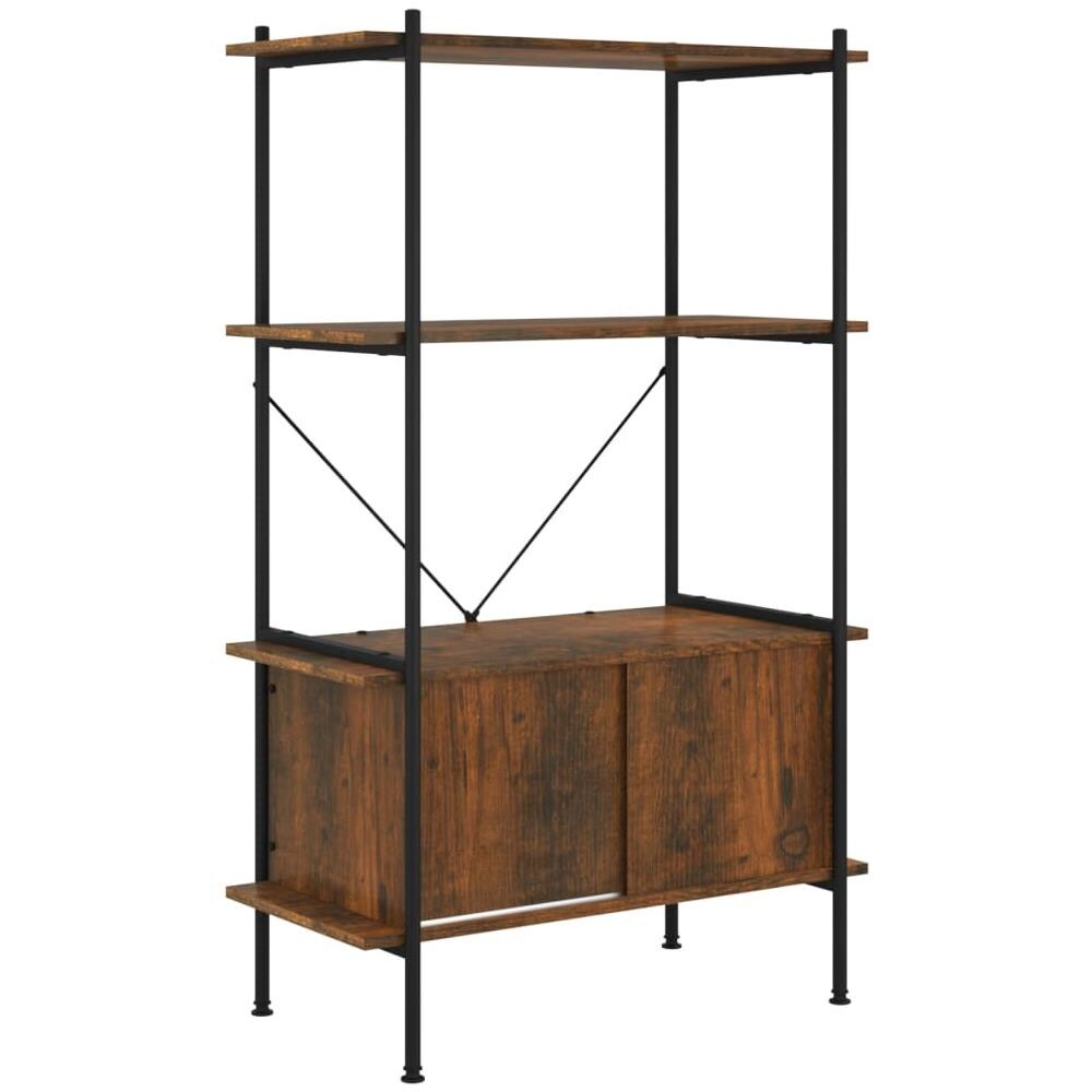 Scaffalatura 4 Livelli Con Mobile 80x40x130 Cm Acciaio E Legno - Foto 2