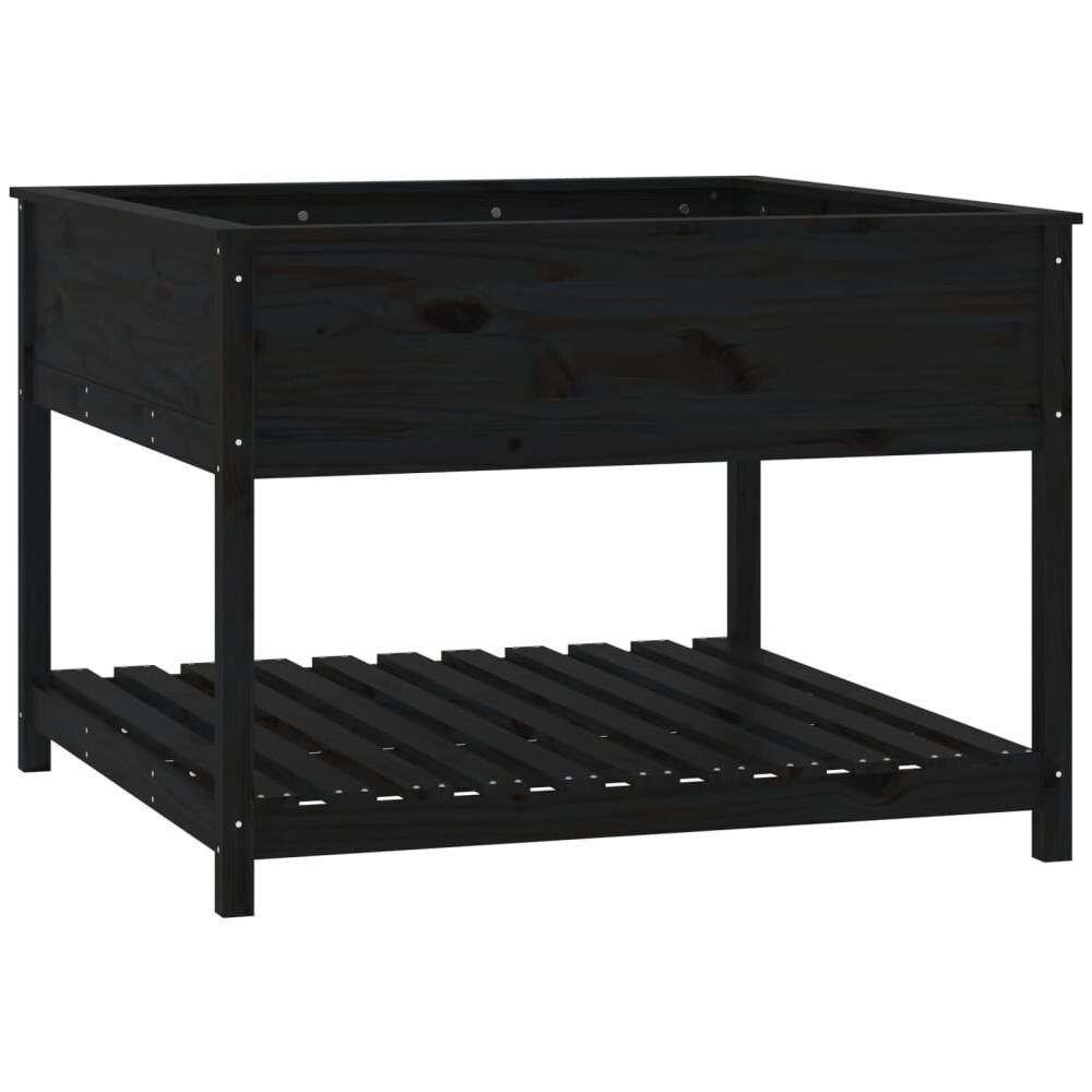 Fioriera Con Mensola Nera 111,5x111,5x81 Cm Legno Massello Pino - Foto 1