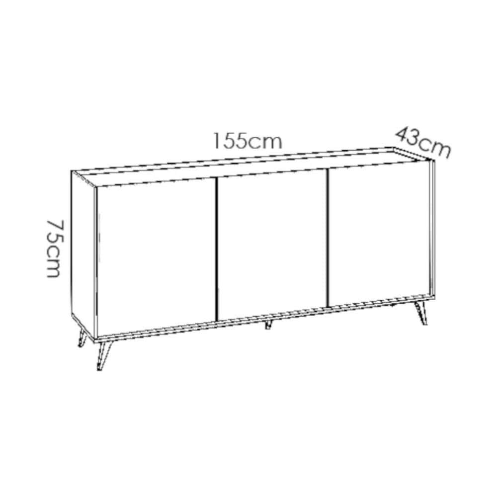 Credenza 3 Ante Quercia E Antracite Stile Scandinavo - Kolyma - Foto 2