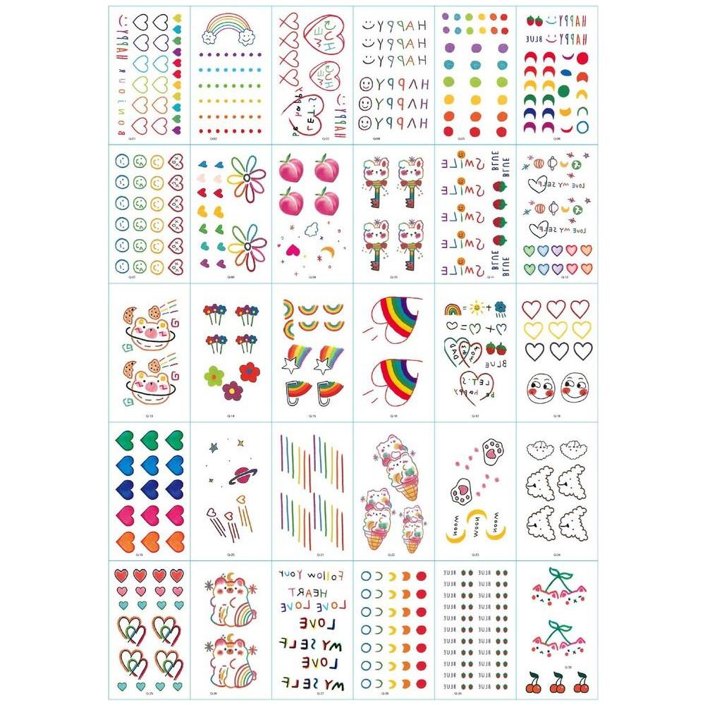 Rubbing - Tatuaggi Temporanei 30 Fogli Con Motivi Colorati - Foto 1