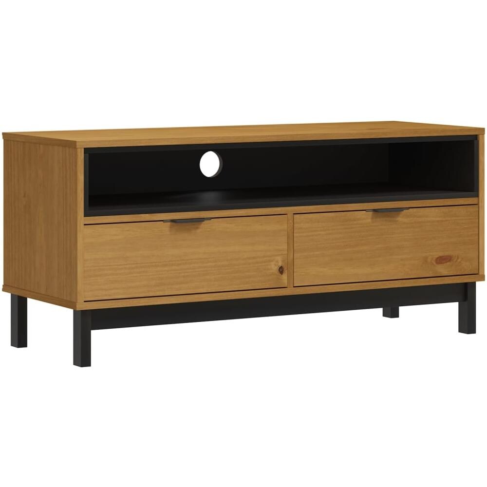 Mobile Tv Flam 110x40x50 Cm In Legno Massello Di Pino - Foto 2