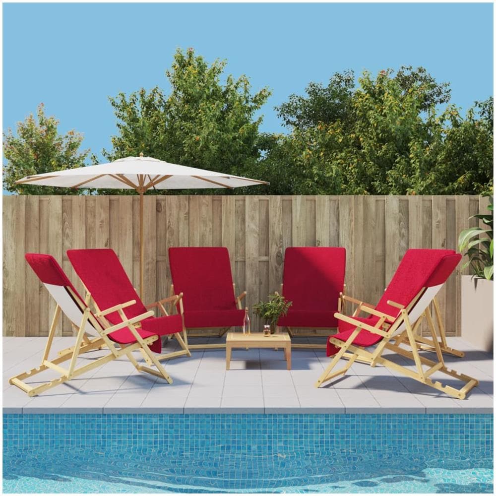 Asciugamani Da Spiaggia 6 Pz Borgogna 60x135 Cm Tessuto 400 Gsm - Foto 1