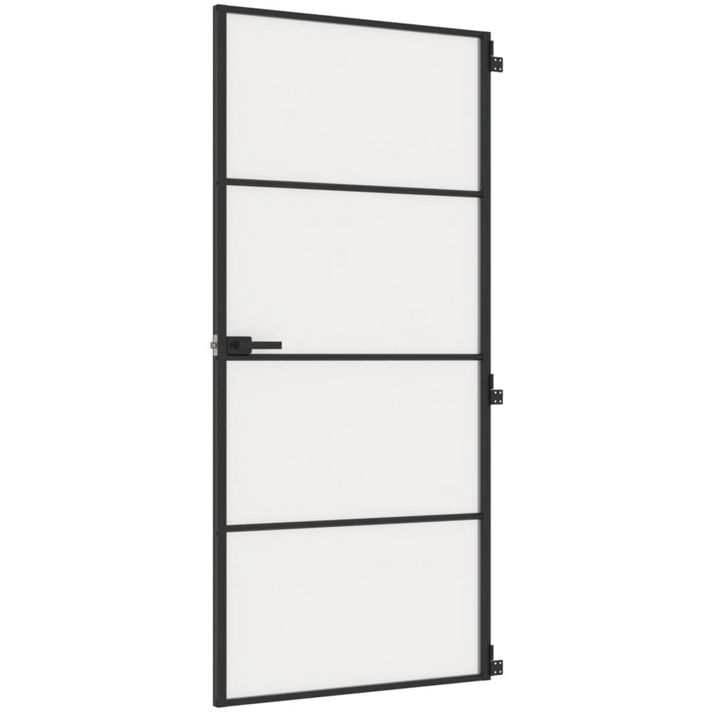 Porta Interni Sottile Nera 93x201,5cm Vetro Temperato Alluminio - Foto 1