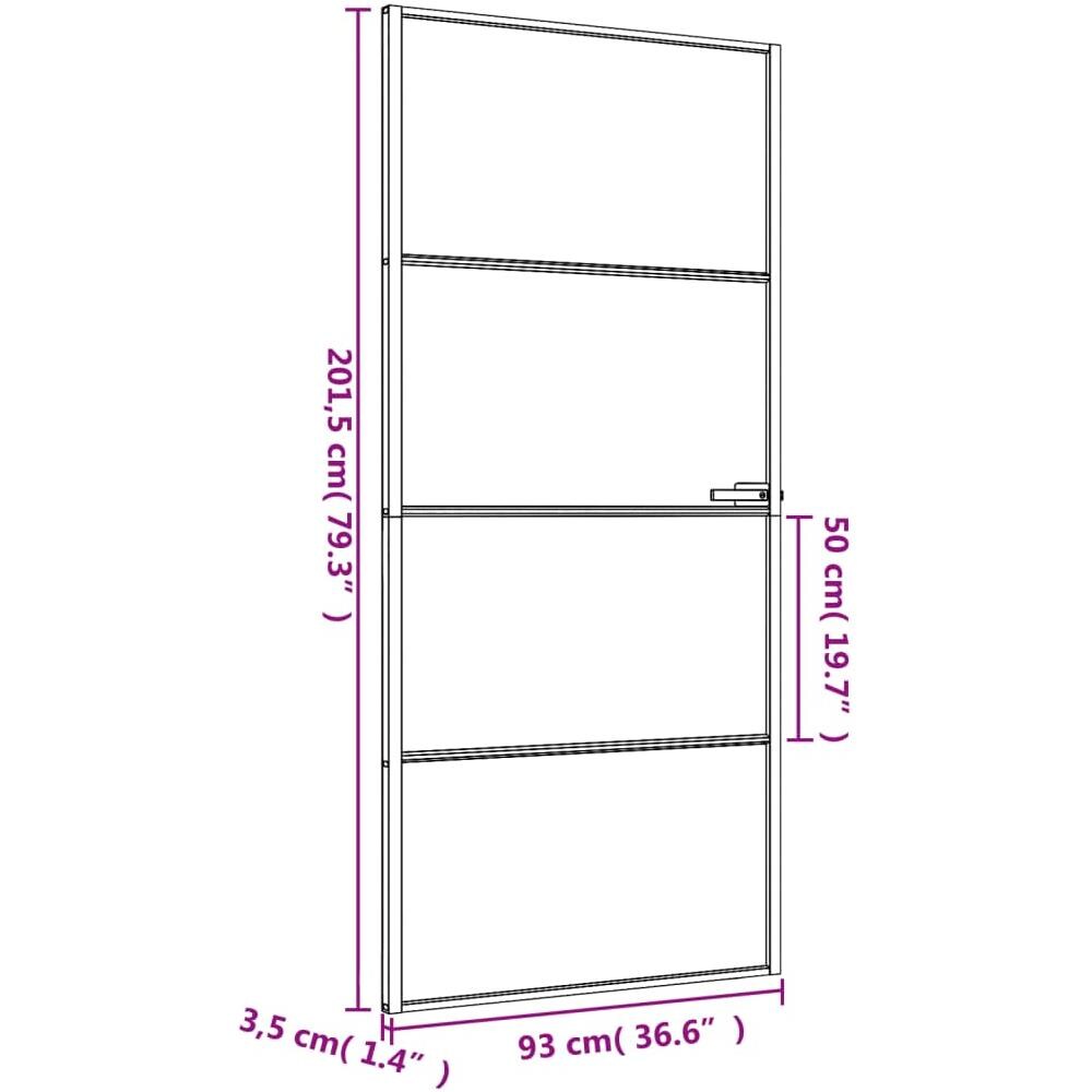 Porta Interni Sottile Nera 93x201,5cm Vetro Temperato Alluminio - Foto 8