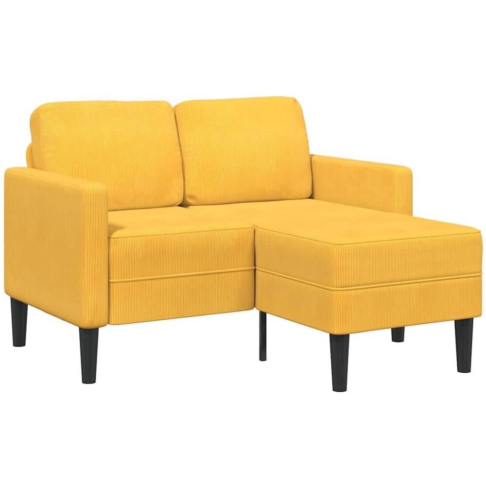 Divano 2 Posti con Chaise longue a L Giallo Chiaro 125 cm Lino - Foto 1