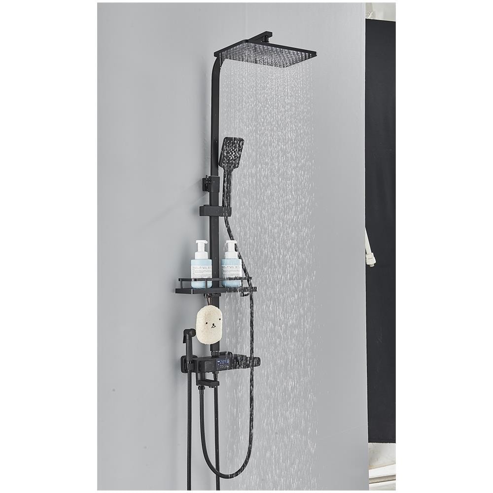 Colonna doccia, Blackswan, Tipo M116, modello nero con termostato, display digitale, bocca e doccetta bidet, misura 116 cm - Foto 4