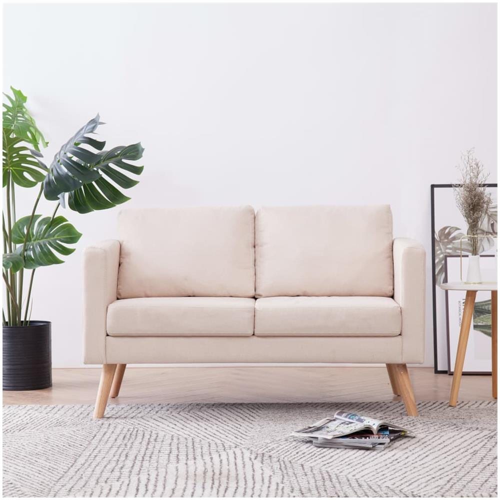 Divano A 2 Posti In Tessuto Crema - Foto 1