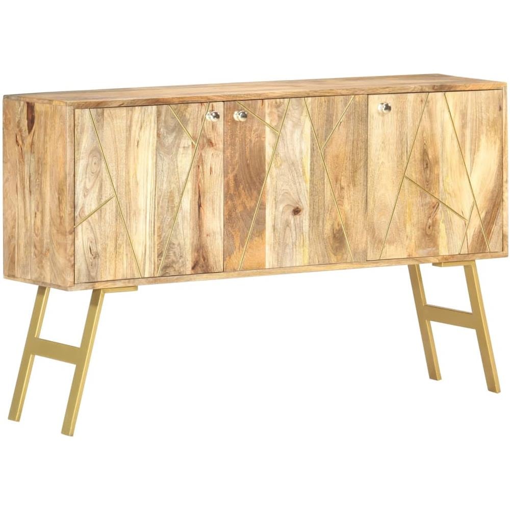 Credenza Nera VidaXL In Legno Massello Di Mango E Ferro – 55x30x77 Cm, 2 Ante Intagliate, Stile Industriale
