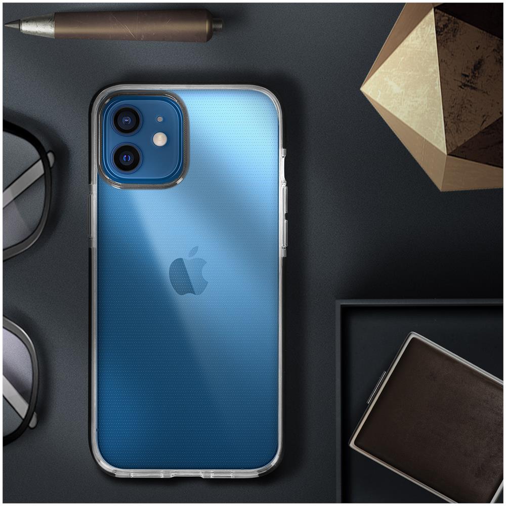 Cover Iphone 12 / 12 Pro Contorno Cromato Retro Trasparente Nero - Foto 2