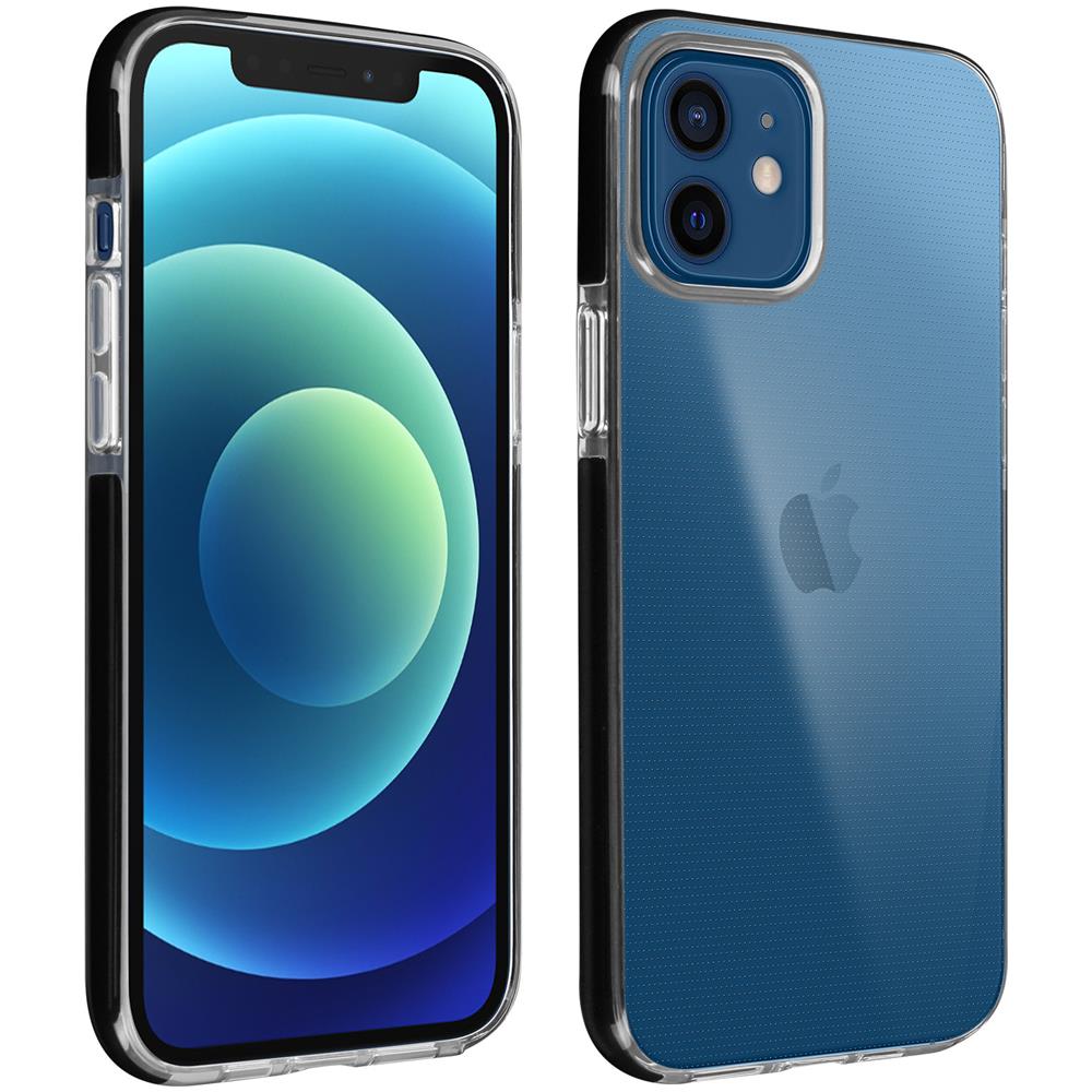 Cover Iphone 12 / 12 Pro Contorno Cromato Retro Trasparente Nero - Foto 1