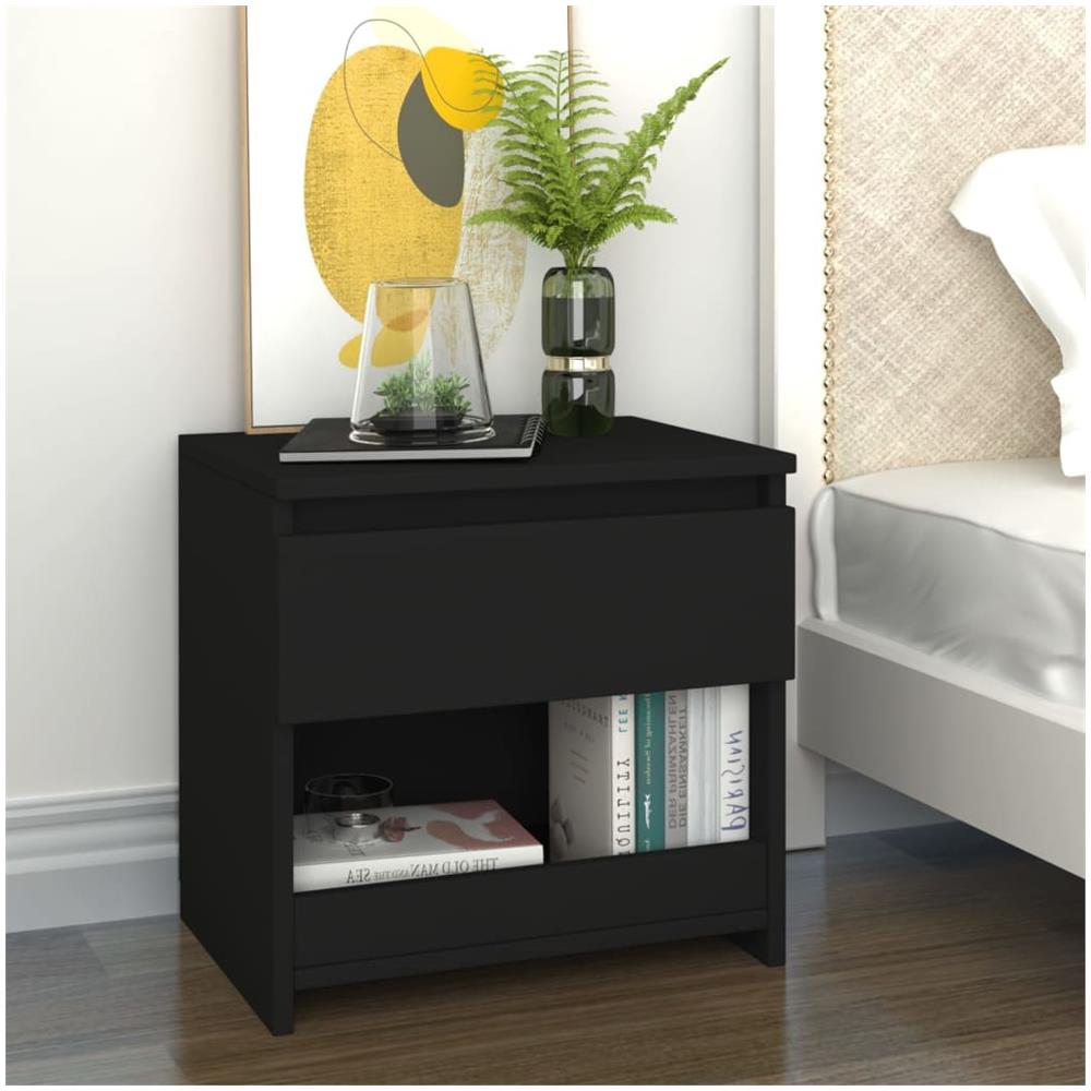 Comodino Nero 40x30x39 cm in Legno Multistrato - Foto 1