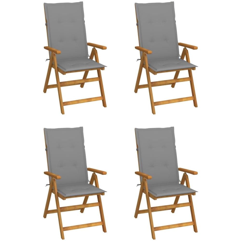 Sedie da Giardino Reclinabili 4 pz con Cuscini Massello Acacia - Foto 1