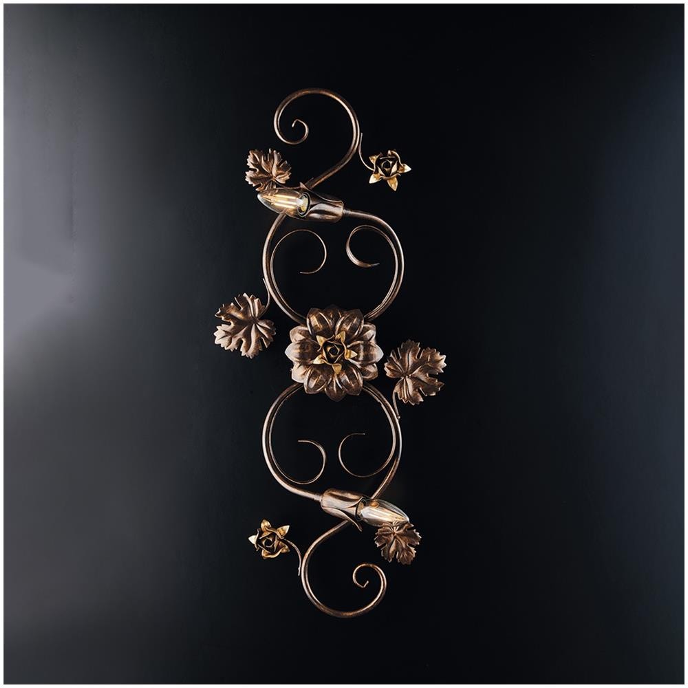 Iris - Plafoniera In Ferro Laccato Marrone Con Decoraz. Oro Antico 2 Luci - Ø74 X 37 - Bl169-pl2-br - Foto 1