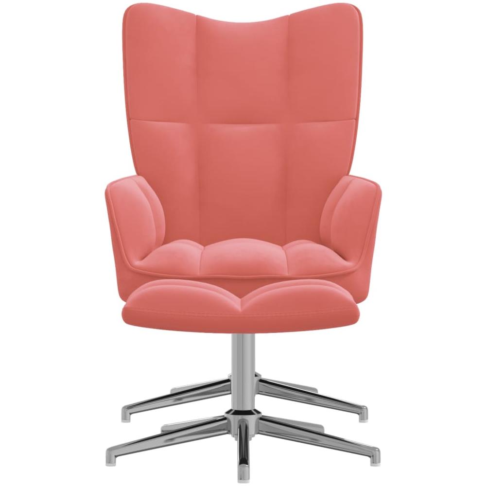 Poltrona Relax Con Poggiapiedi Rosa In Velluto - Foto 3