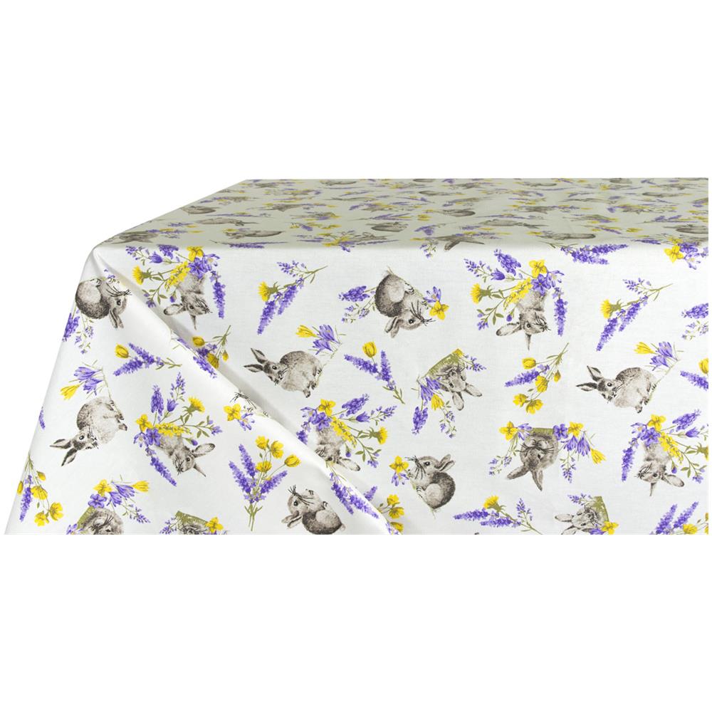 Tovaglia Cucina Copritavolo 100% Cotone Made In Italy Coniglio Bunny Fiori 140x240 Coniglio - Foto 1