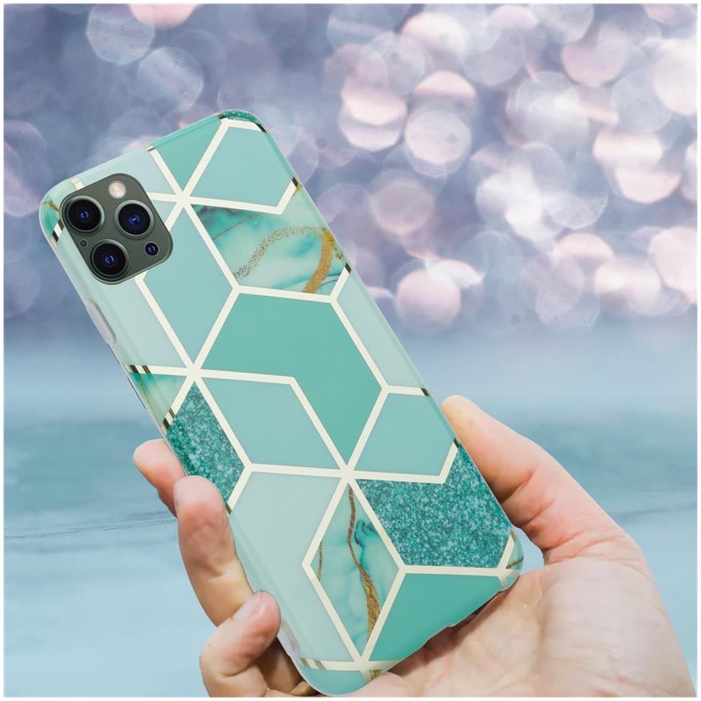 Custodia Compatibile Con Apple Iphone 12 Pro Max (6,7 Zoll) In Marmo Verde Chiaro Verde Oro No. 3 - Coperchio Protettivo In Silicone Tpu Con Motivo A Mosaico - Foto 8