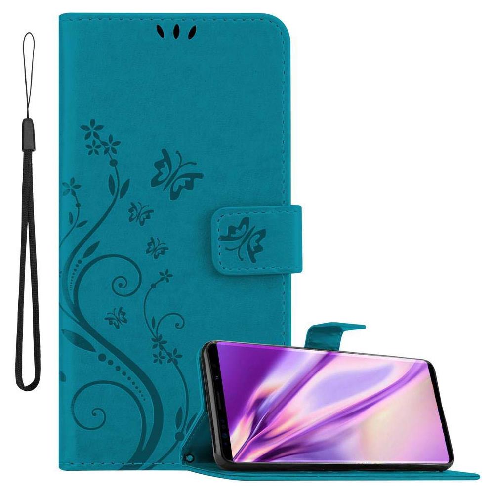 Custodia Compatibile Con Samsung Galaxy Note 9 In Blu Fiore - Coperchio Protettivo In Design Floreale Con Chiusura Magnetica, Funzione Stand E Slot Per Carte - Foto 1