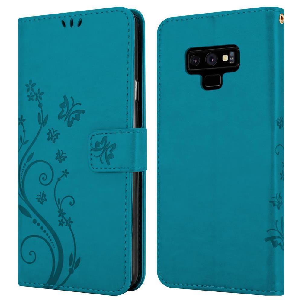Custodia Compatibile Con Samsung Galaxy Note 9 In Blu Fiore - Coperchio Protettivo In Design Floreale Con Chiusura Magnetica, Funzione Stand E Slot Per Carte - Foto 8