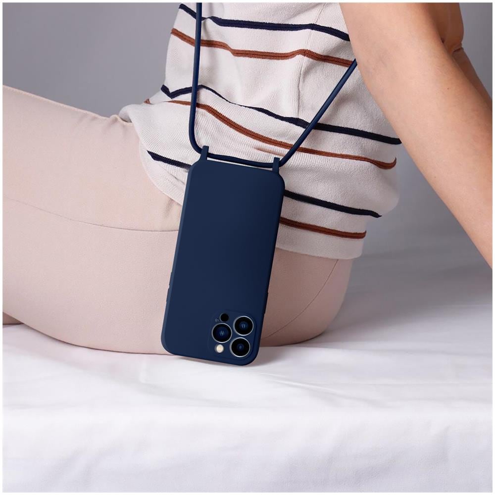 Cover Semirigida Per Iphone 13 Pro Cordino Nylon Intrecciato 80 Cm Blu - Foto 2