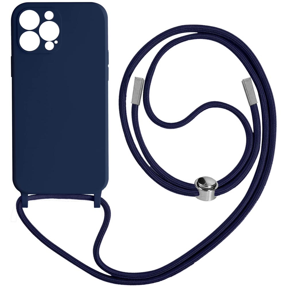 Cover Semirigida Per Iphone 13 Pro Cordino Nylon Intrecciato 80 Cm Blu - Foto 1