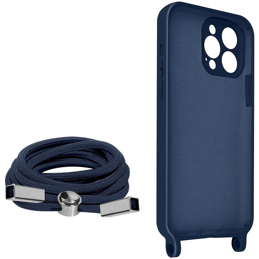 Cover Semirigida Per Iphone 13 Pro Cordino Nylon Intrecciato 80 Cm Blu - Foto 5