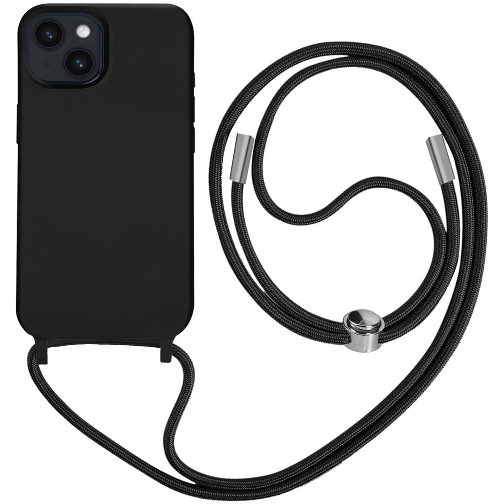 Cover Semirigida Per Iphone 14 Plus Cordino Nylon Intrecciato 80 Cm Nera - Foto 1