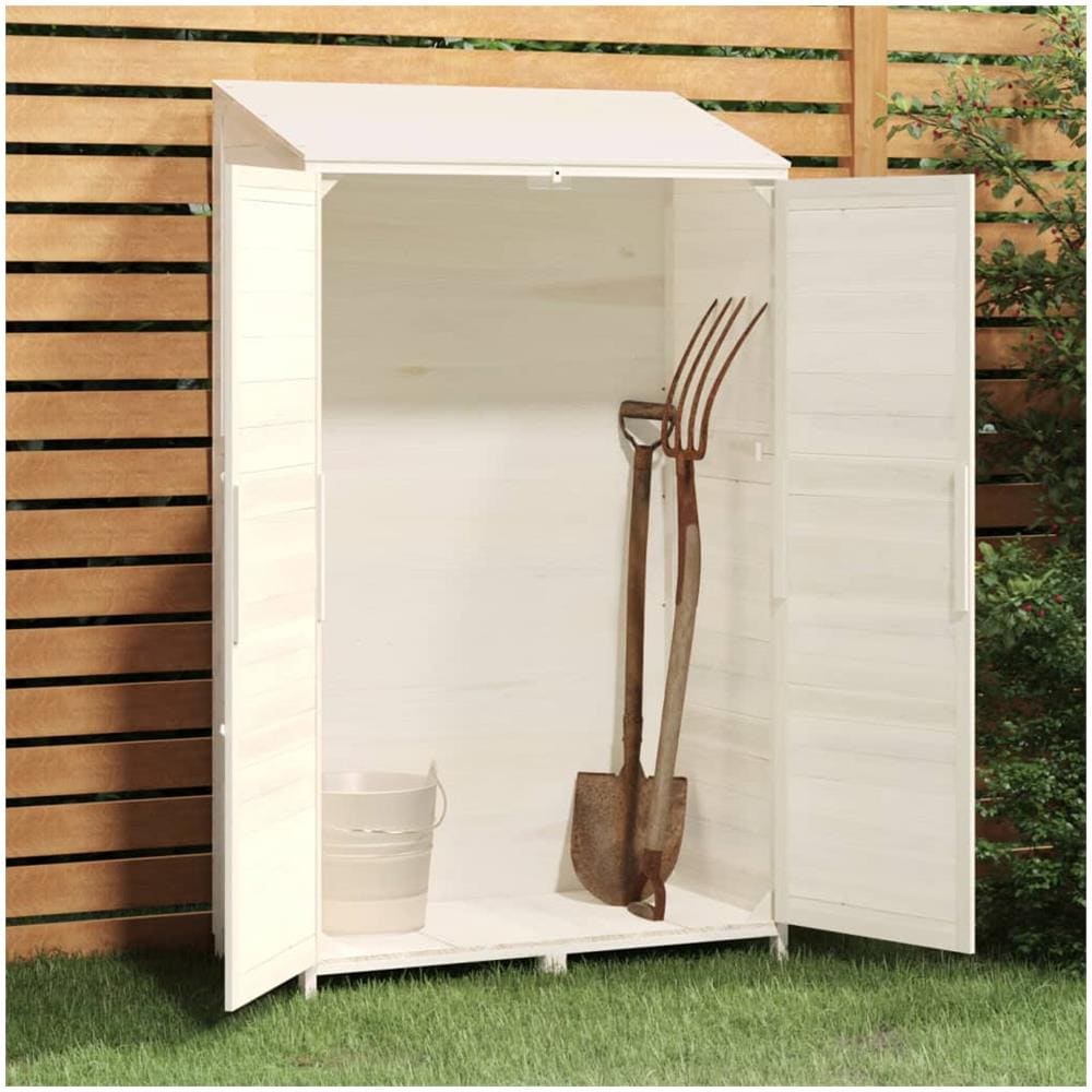 Capanno Da Giardino Bianco 102x52x174,5 Cm Legno Massello Abete - Foto 3